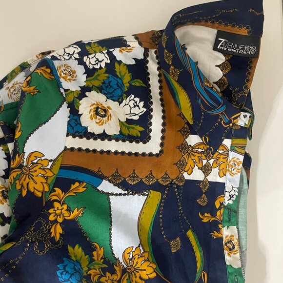 7TH AVENUE MULTICOLOR COTTON COLLARED LONG SLEEVE SIZE XL - Picture 3 of 6